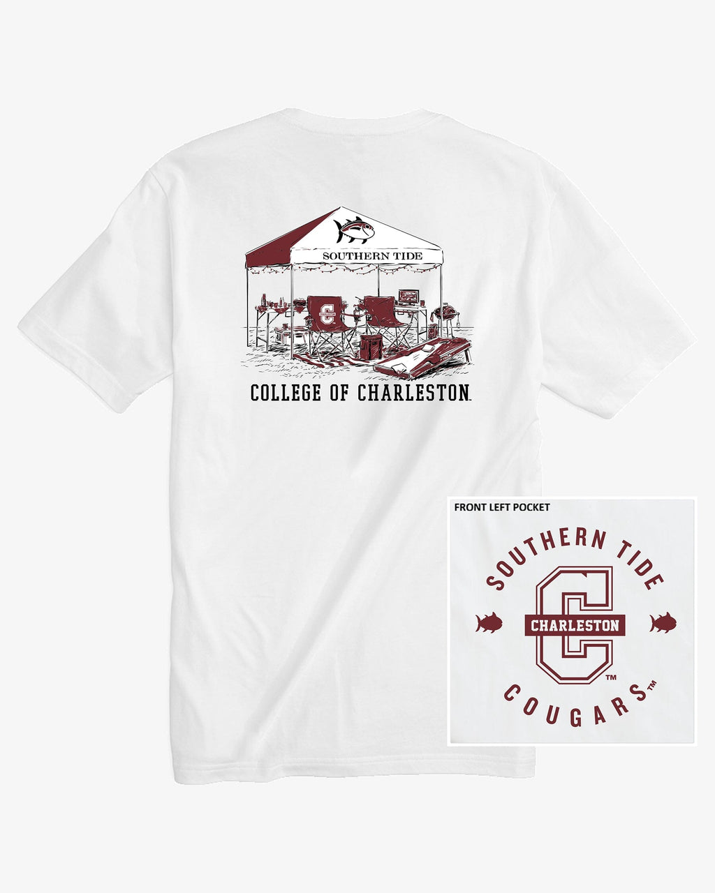 The back view of the College of Charleston Tailgate Time T-Shirt by Southern Tide - Classic White